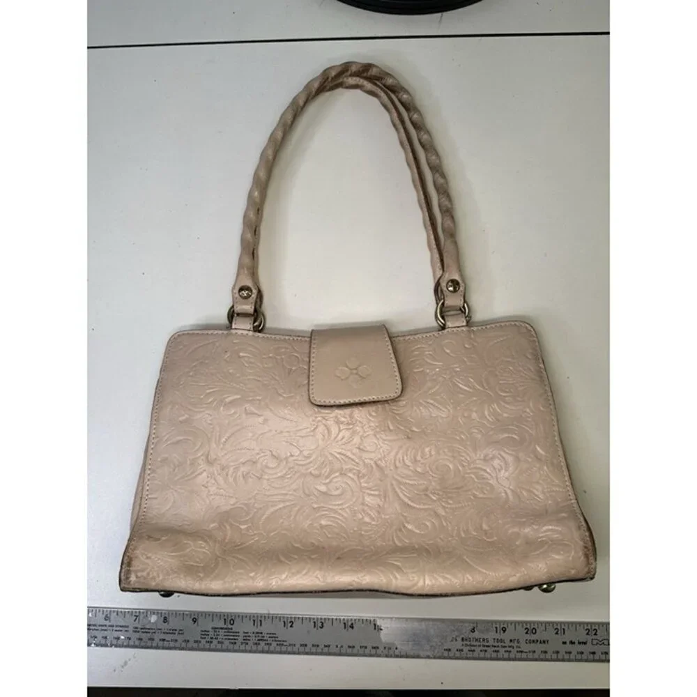Patricia Nash Rienzo Satchel Tooled Leather Purse - Light Pink Pre-owned